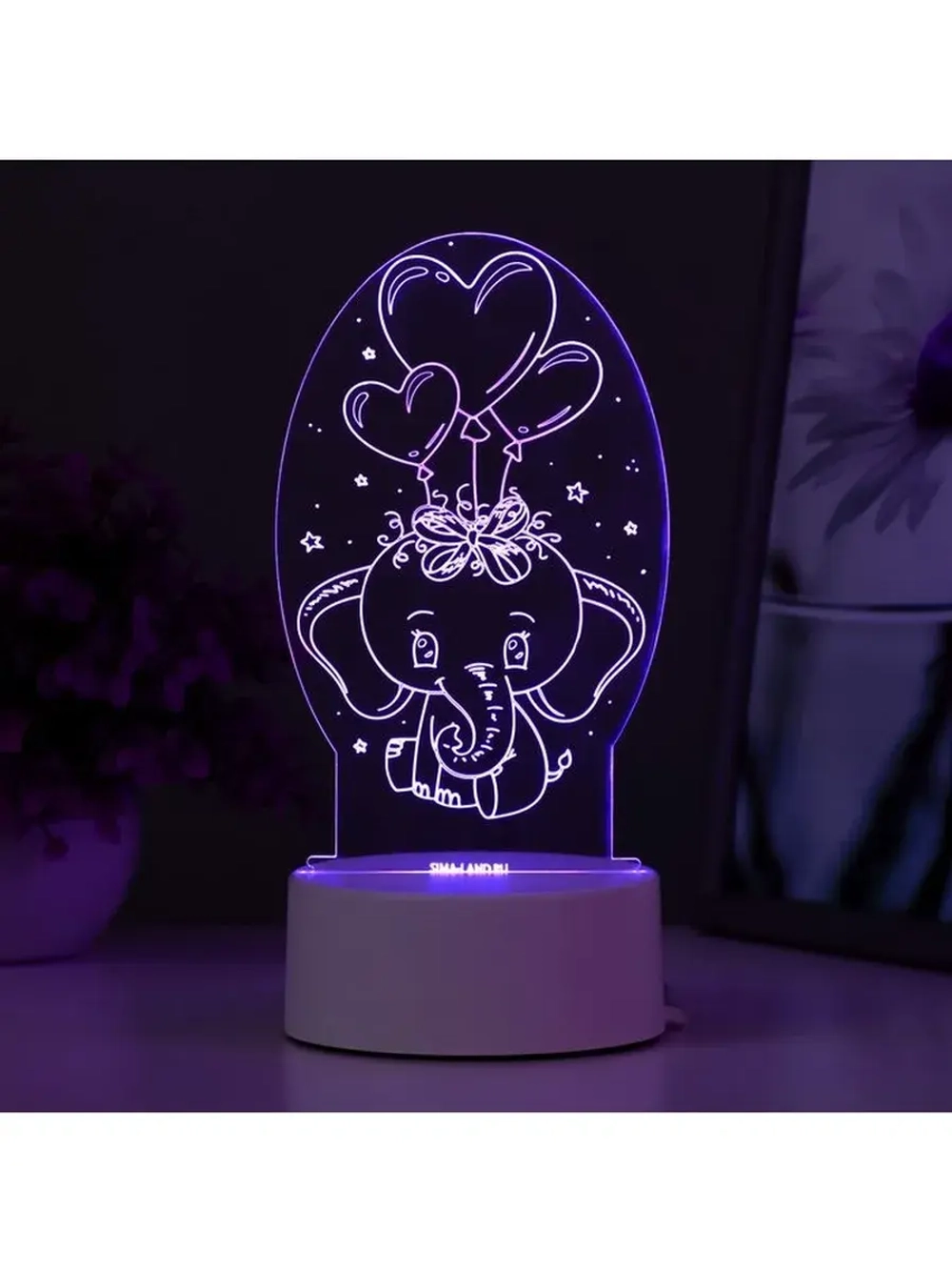 Светильник 3D ночник RISALUX «Слоненок», LED RGB, от сети, 1
