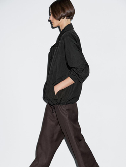 Massimo Dutti Стеганая куртка из высокотехнологичной ткани с высоким воротником, черный