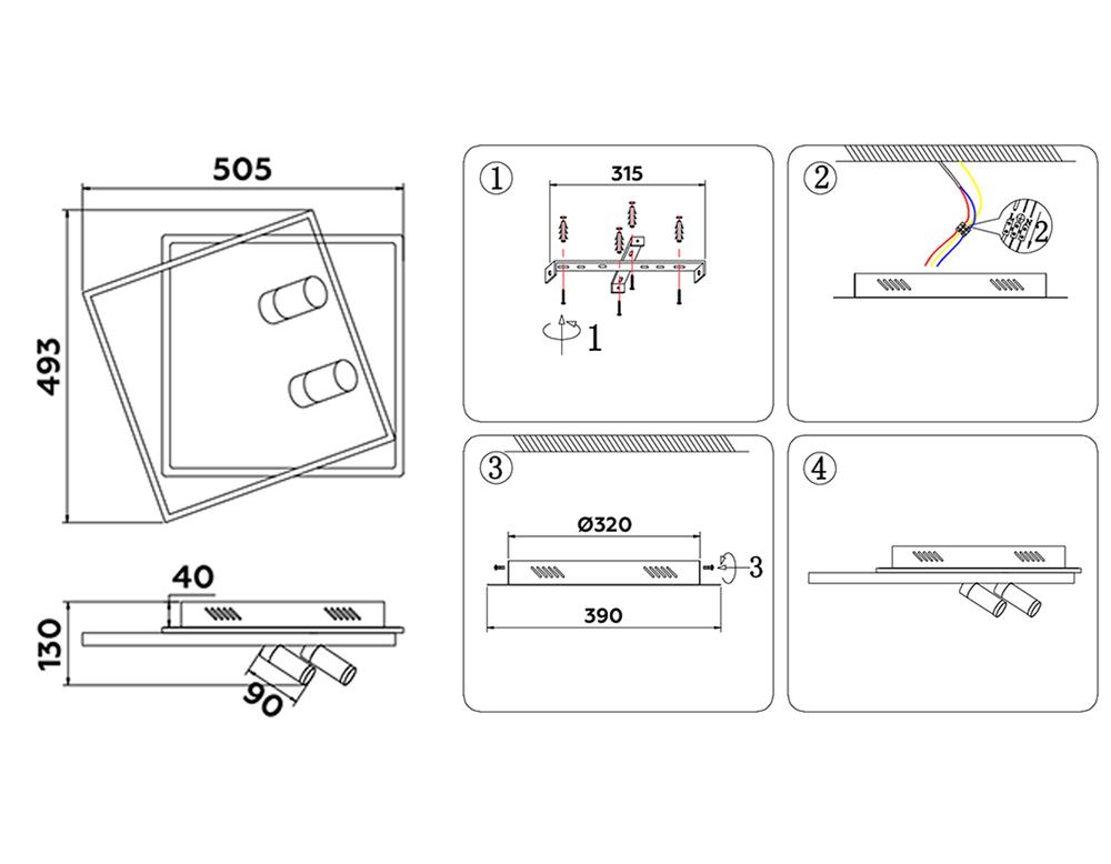Ambrella Настенно-потолочный светодиодный светильник с пультом LineTech FL5138