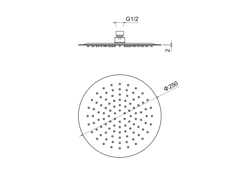 Круглый верхний душ  250*2 мм AQUATEK AQ2073CR