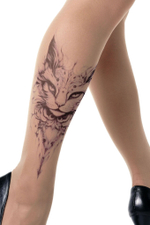 Колготки +size с принтом в виде кошачьей мордочки (Размер: XL-XXL-XXXL) (Цвет: бежевый)