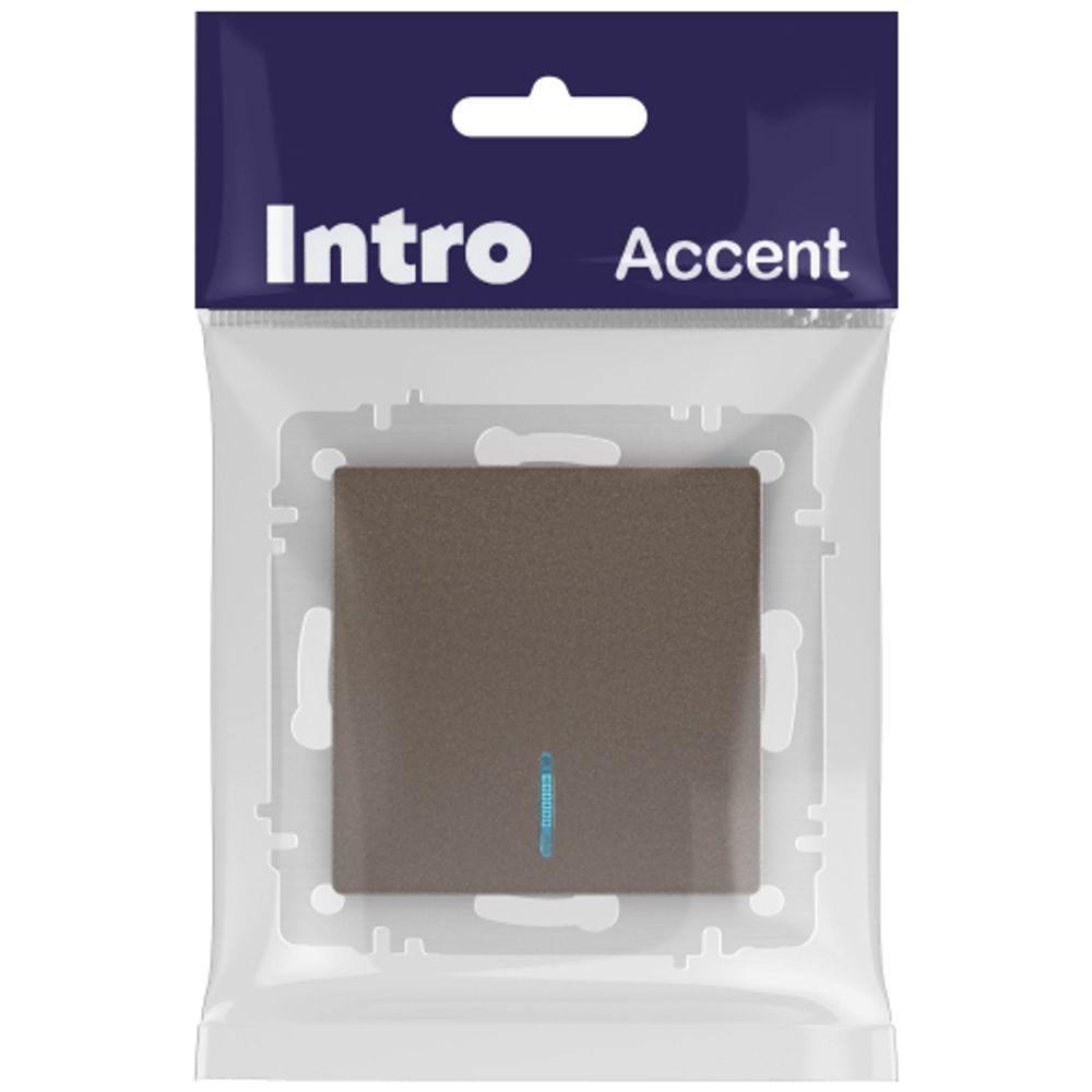 Выключатель Intro Accent 6-102-08 с подсветкой, 10А-250В, IP20, СУ, AL/CU, бронза | Intro