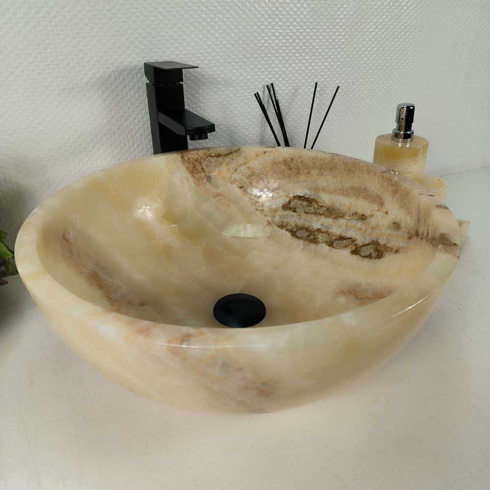 Раковина из оникса Bowl Yellow BO-64539 45*45*17 0199