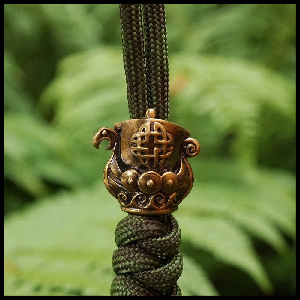 Темлячная бусина "Драккар" для ножей , латунь