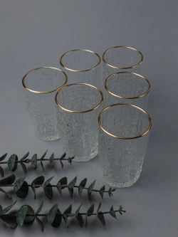 Набор бокалов с узором, 240 мл. 6 шт. С золотой каймой