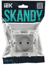 SKANDY Розетка без заземления с защитными шторками 10А SK-R01S серебряный IEK