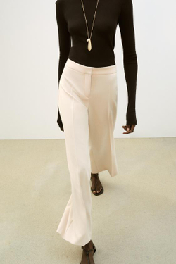 ZARA БРЮКИ ПРЯМОГО КРОЯ С ВЫСОКОЙ ПОСАДКОЙ, ЭКРЮ