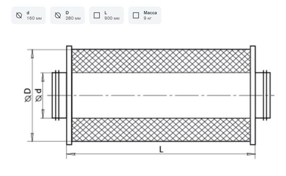 Шумоглушитель канальный Sysimple LDCV 160-900