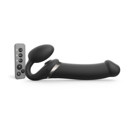 Гибкий страпон Strap-on-me MULTI ORGASM с имитацией оральных ласк и вибрацией, черный, XL