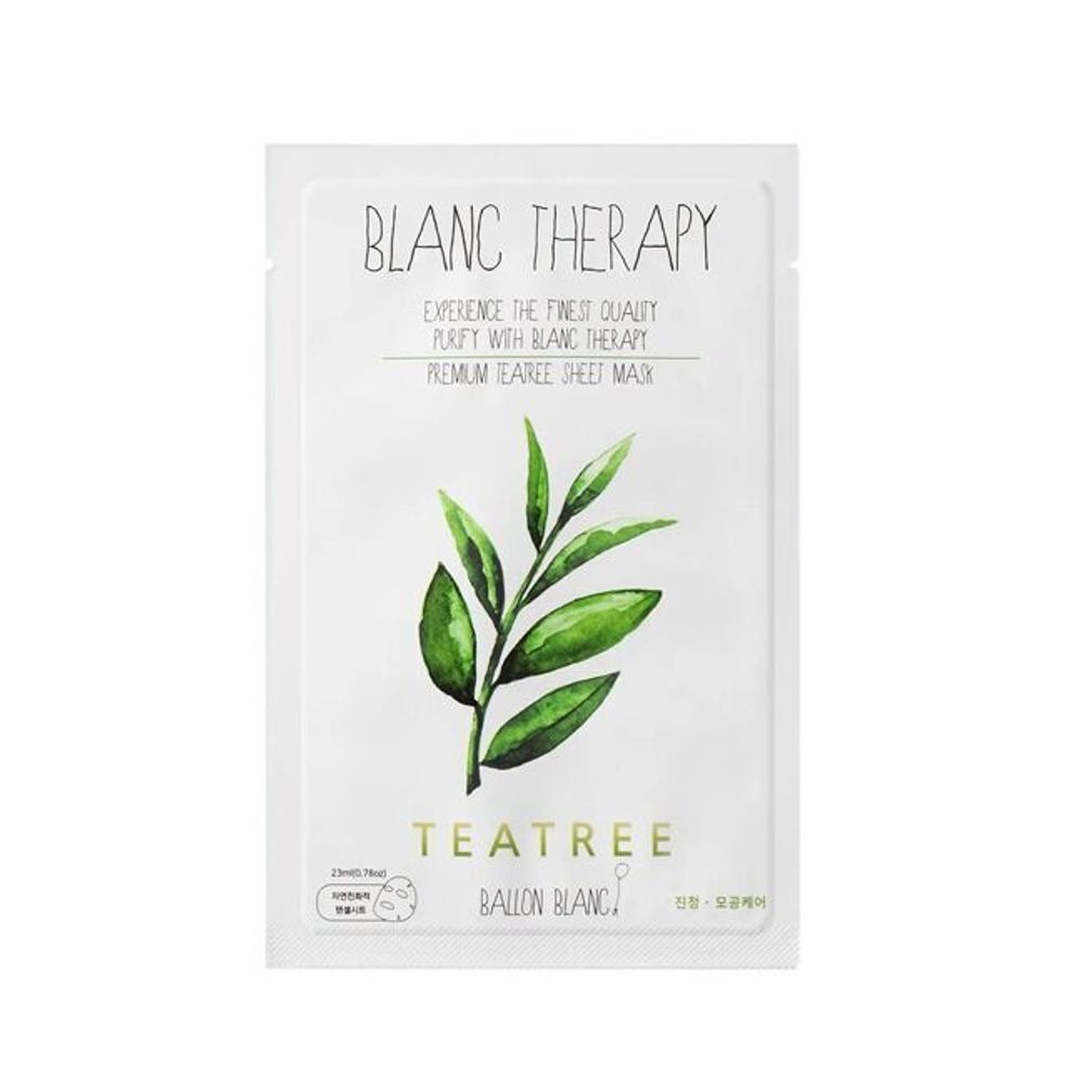 Тканевая маска с чайным деревом для жирной и проблемной кожи BALLON BLANK Teatree Sheet Mask(23 мл)