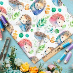 Ткань премиум шифон разноцветные ёжики