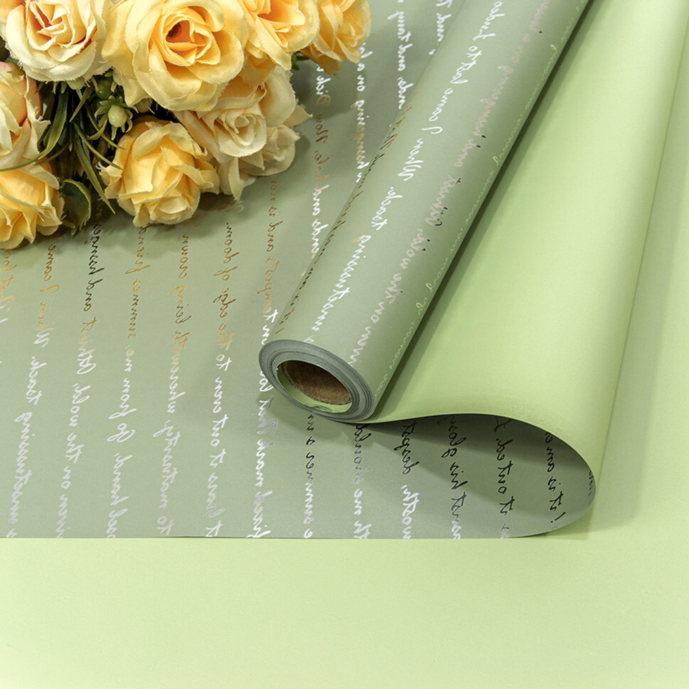 Пленка В рулоне 10 м х 57 см с серебристой печатью (Зеленый)