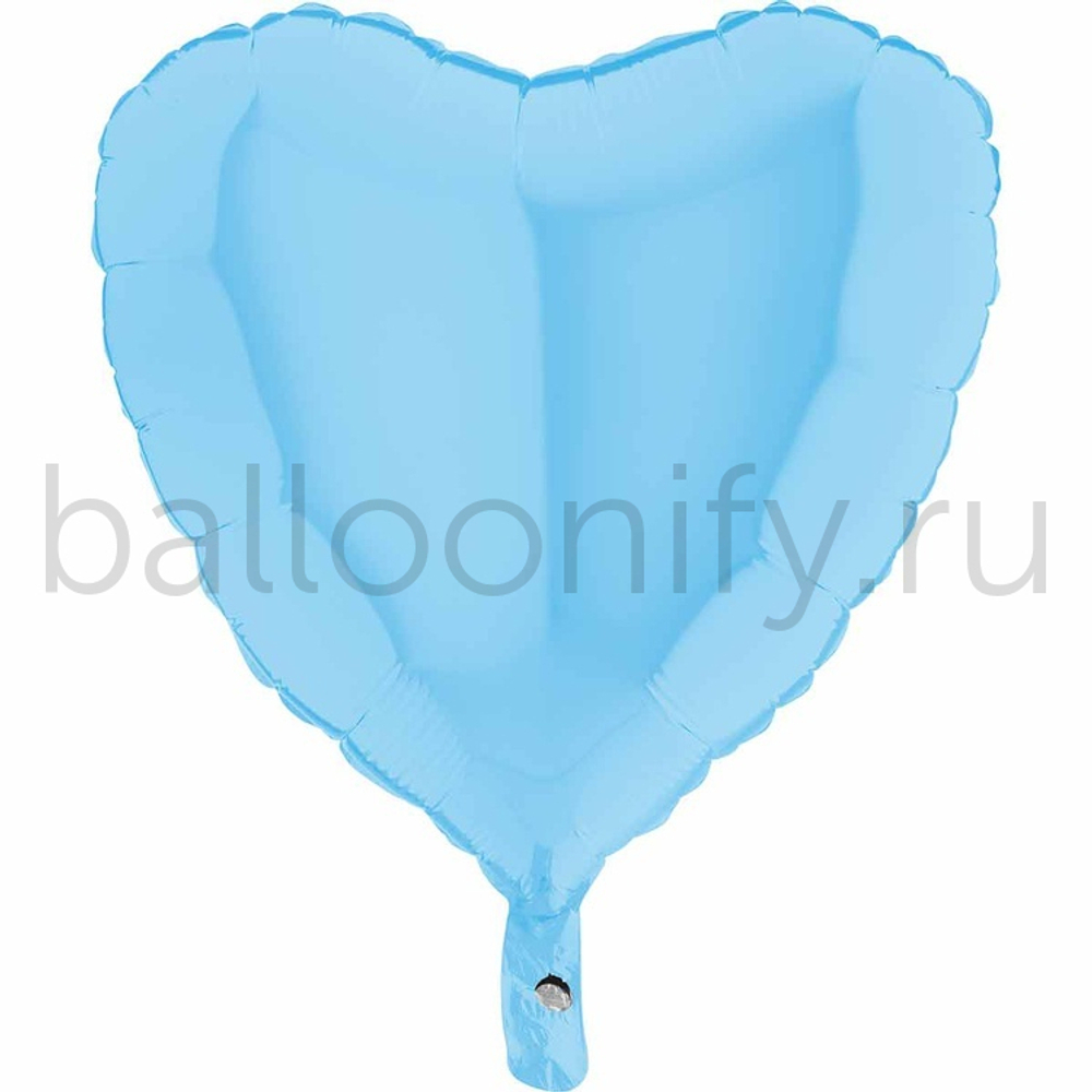 Фольгированная фигура, сердце, 18"/46СМ Пастель Matte Blue