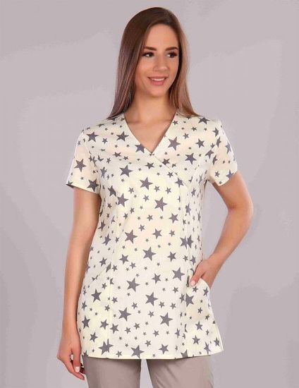 Блуза женская М-285 (принт звезды/бежевый)
