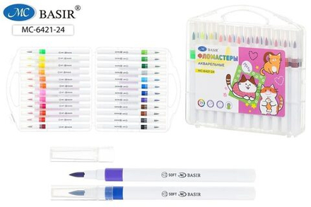 Фломастеры акварельные 24цв "Basir", на водн.основе