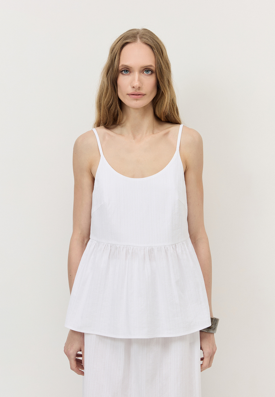 Топ с баской из фактурного хлопка