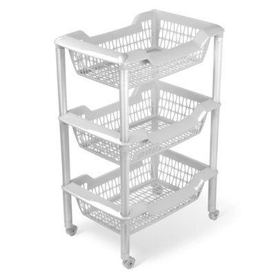 Этажерка универсальная "Джета" 3 корзины (светло-серая)