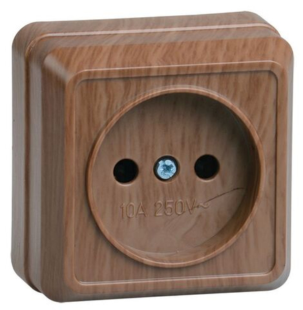 Розетка 1-м ОП Октава 10А IP20 без заземл. дуб GENERICA ERO10-K04-10-DC