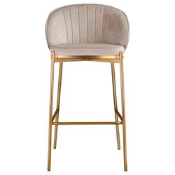 Стул барный Coral, велюр, серо-бежевый
