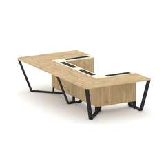 Steel Meet Стол переговорный П-образный KM-PR.B.SP-07P Тиквуд Светлый/Ваниль Глянец/Металл Черный 16