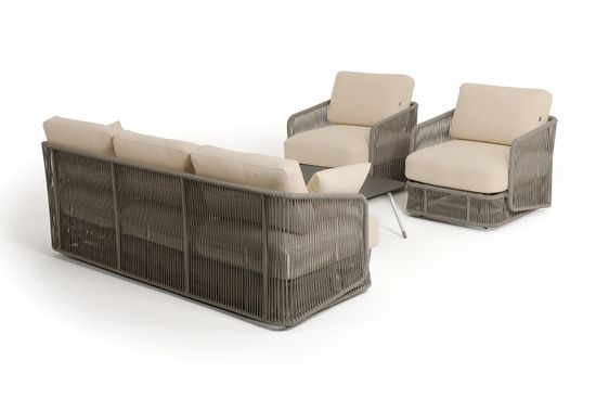 "Альбано" лаунж-зона 5-местная плетеная из роупа (веревки), каркас алюминиевый светло-серый, роуп серый меланж