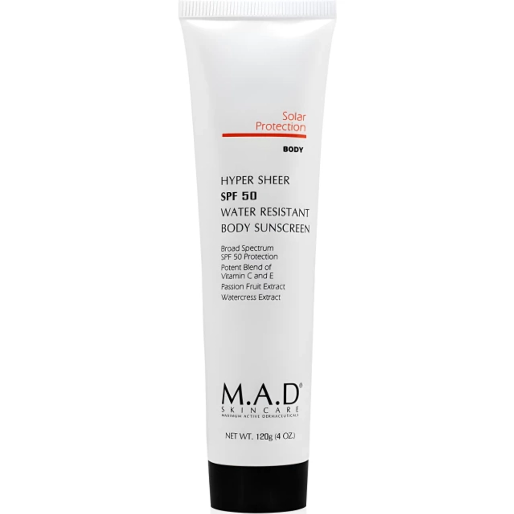 M.A.D. Skincare Лосьон для тела водооталкивающий защитный SPF 50 | Hyper Sheer SPF 50 water Resistant Body Lotion