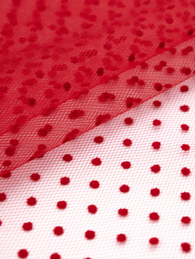 Фатин горох, 28 гр/м2, 150 см, красный