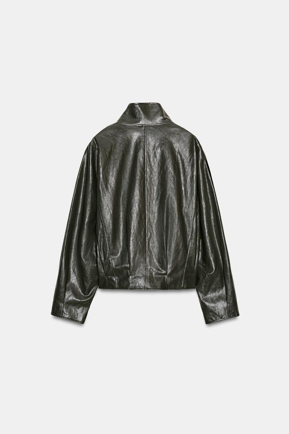 ZARA КУРТКА ИЗ ИСКУССТВЕННОЙ КОЖИ — ZW COLLECTION, СЕРЫЙ