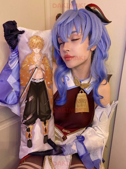 Мини дакимакура Зеницу Агацума из Клинок, рассекающий демонов арт. M0434, 60х20 см