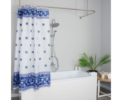 Штора для ванн T2023-004 Синий мрамор 180х180 см полиэстер с кольцами аксессуар для ванной комнаты