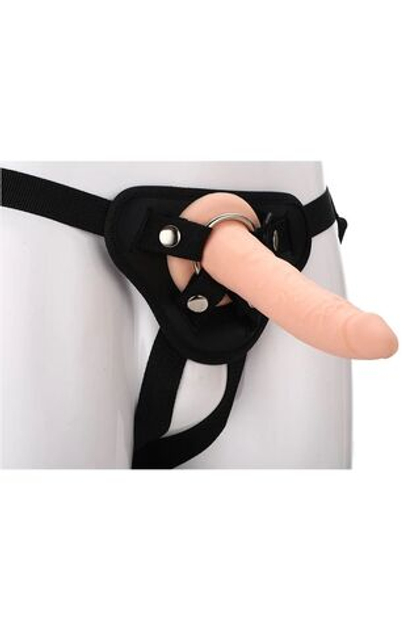 Телесный страпон на черных трусиках Strap On Real Dildo - 20 см.