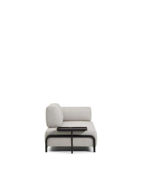 2-местный диван Compo серо-бежевого цвета с большим журнальным столиком и чёрным каркасом