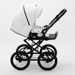 Детская коляска Adamex Porto Retro Deluxe 2 в 1 PO-SA01 (Белая.кожа)