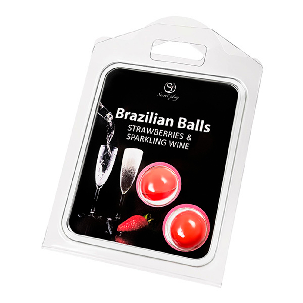 Набор из 2 шариков с массажным маслом с ароматом шампанского и клубники Secret Play Brazilian Balls