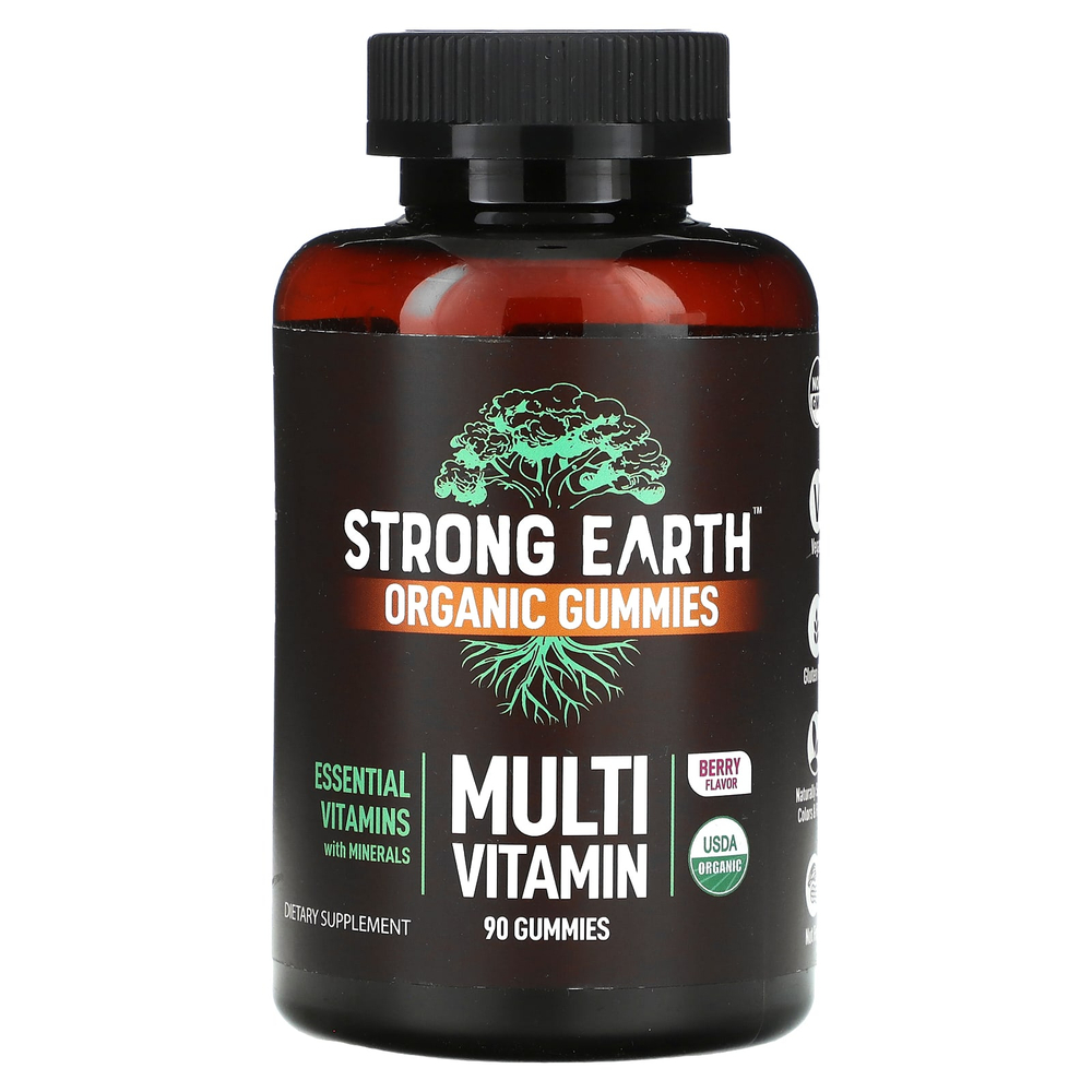 YumVs, Органические жевательные мармеладки Strong Earth, мультивитамины, ягоды, 90 жевательных таблеток