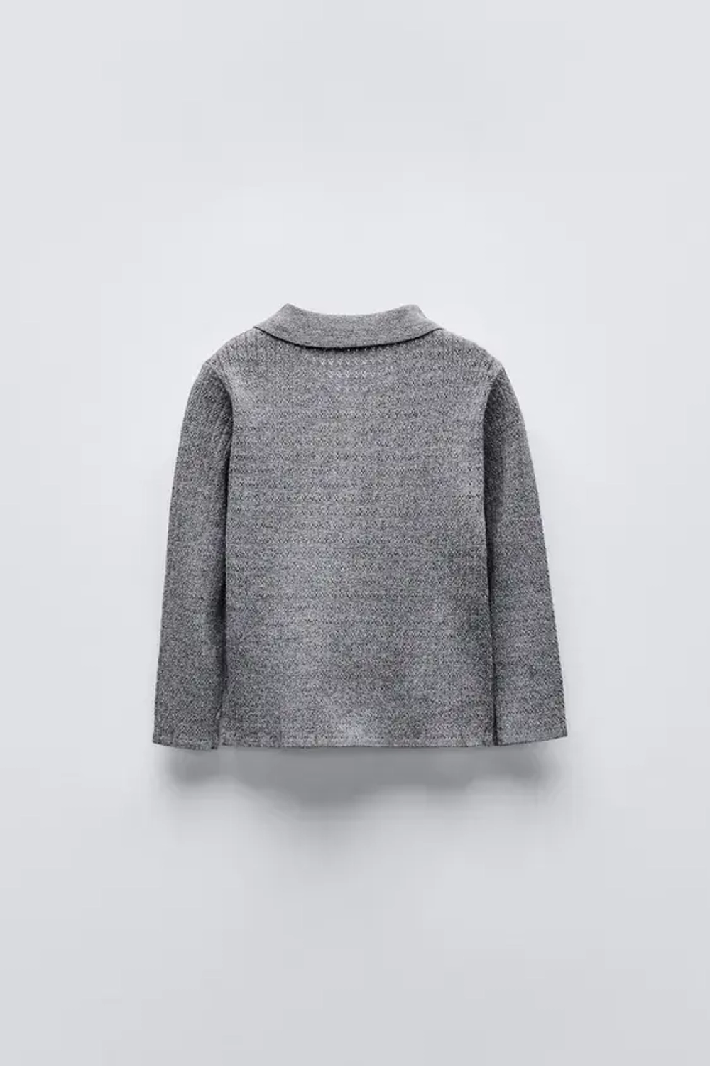 ZARA АЖУРНЫЙ СВИТЕР, СЕРЫЙ С МЕЛАНЖЕВЫМ ЭФФЕКТОМ