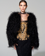 Кардиган из премиальных перьев страуса