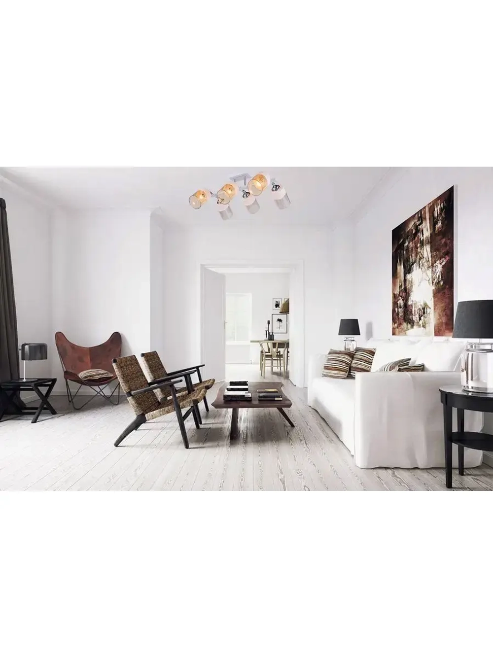 Люстра потолочная KENNY E27*6*60W белый,хром