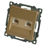 Розетка компьютерная 2-местная RJ-45 (механизм) STEKKER GLS00-7109-08, серия Катрин, золото 50009