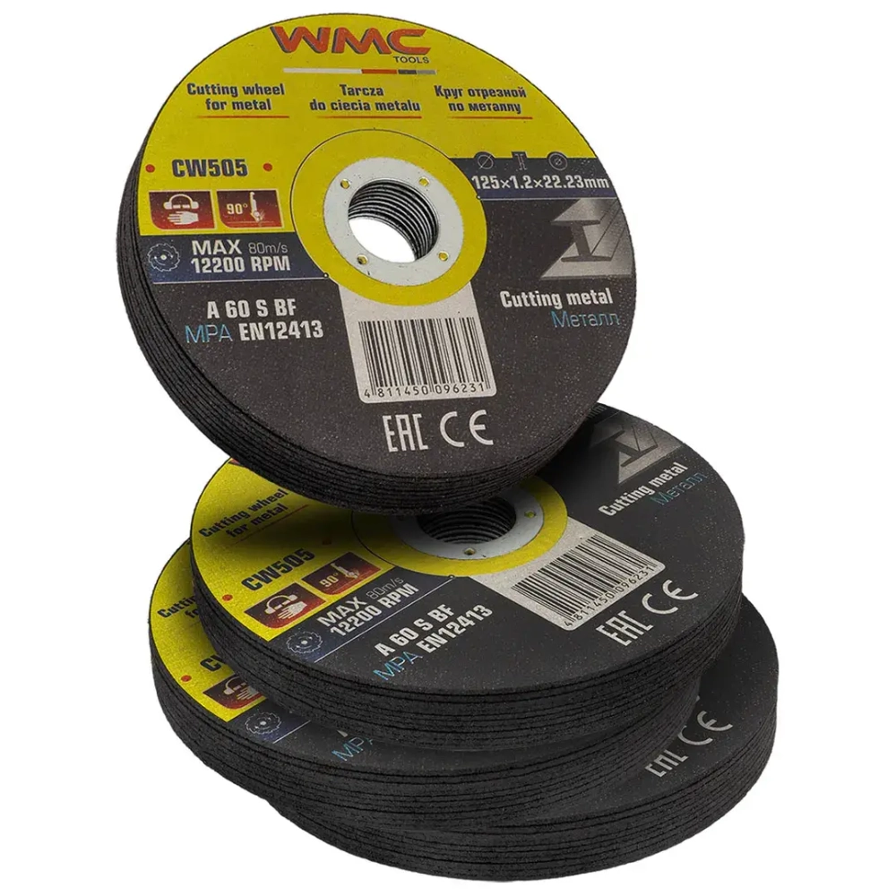 Круг отрезной абразивный 125x1.2x22.2мм ( К-т 40шт) WMC TOOLS WMC-CW505(40шт к-т)