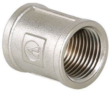 Муфта соединительная Valtec 1" ВР с внутренней резьбой латунная никелированная VTr.270.N.0006