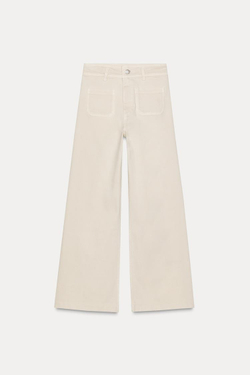 ZARA ДЖИНСЫ MARINE STRAIGHT LEG С ВЫСОКОЙ ПОСАДКОЙ И КАРМАНАМИ — ZW COLLECTION, КАМЕННО-СЕРЫЙ