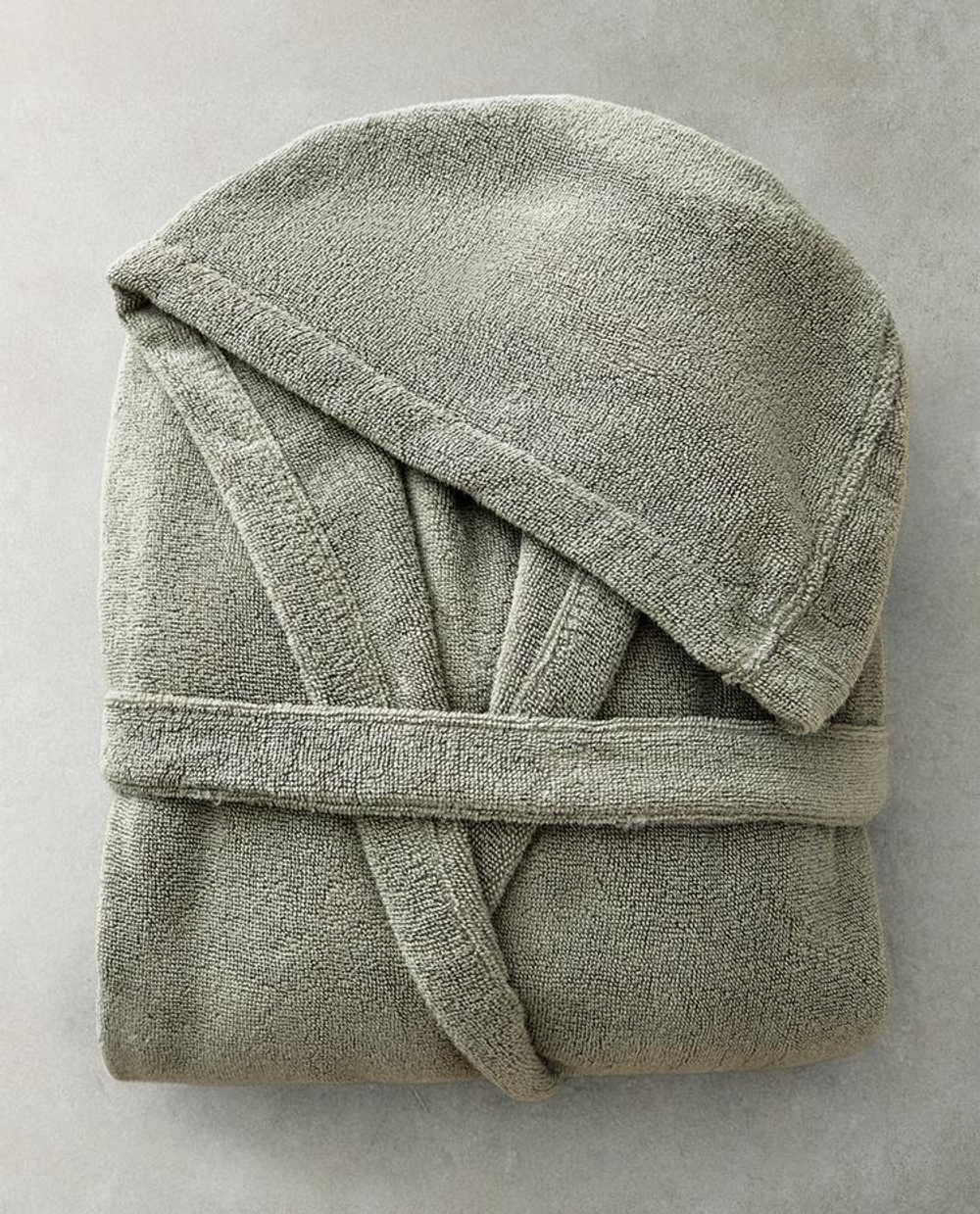 ZARA HOME ХЛОПКОВЫЙ ХАЛАТ С КАПЮШОНОМ, ЗЕЛЕНЫЙ