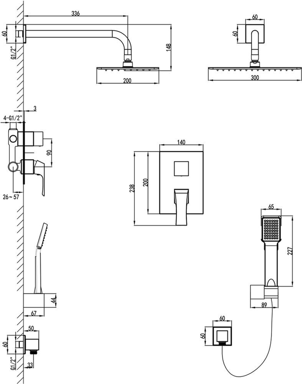 Смеситель Lemark Unit LM4529C для душа, встраиваемый