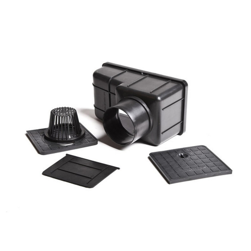 Ливнеприемник кровельный с вертикальным патрубком черный 300*165*200 A15 (6167ч)