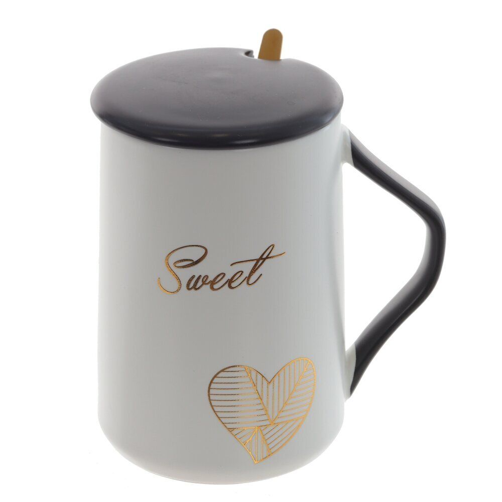 GAEM Кружка с крышкой и ложкой, 450 мл, L11 W8,5 H12,5 см, 4в.