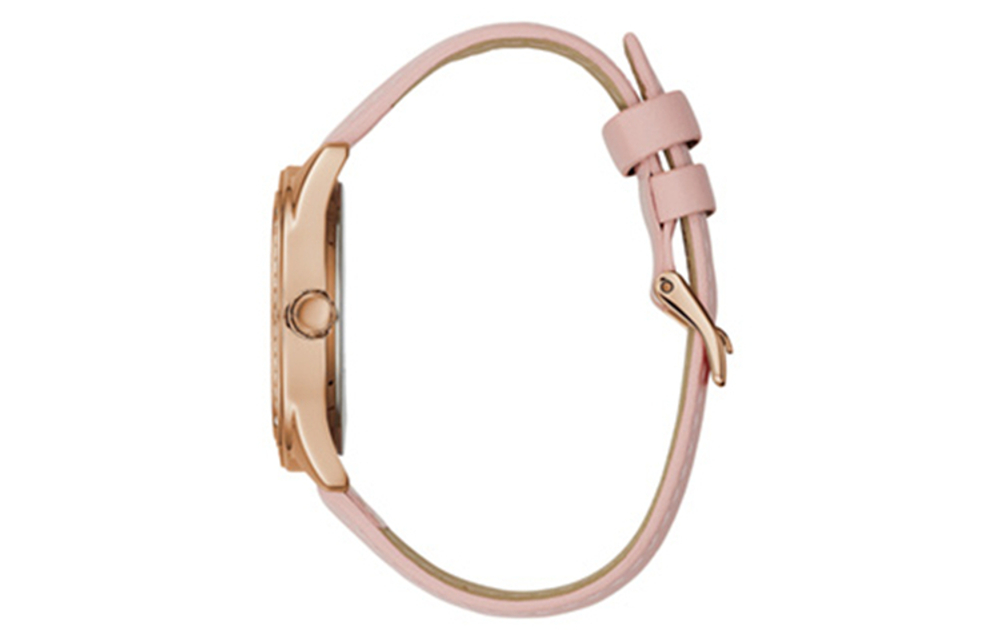 GUESS Wrist Watch Quartz Movement Leather Strap Pink Watch Dial Women"s Watch