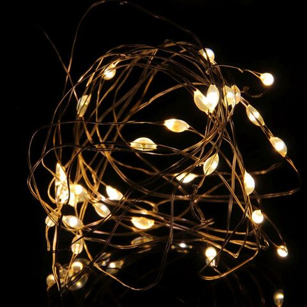 Гирлянда на батарейках 1м 10LED постоянное свечение шампань, 2xCR2032