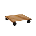 Подставка для цветов, 30х30х7, Флорэль, на колесиках, этажерка, напольное, на подоконник, полка, из массива дерева, коричневый, Dipriz