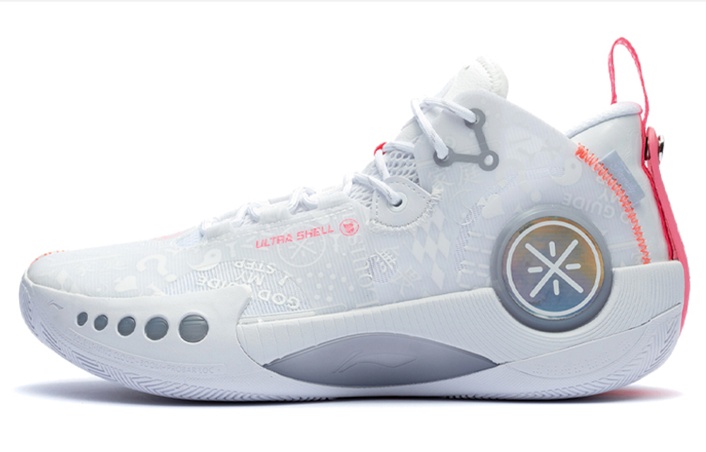 Li Ning Shadow 3 Cushioning Slip Resistant Abrasion Resistant Mid top Basketball Shoes Men"s Standard White